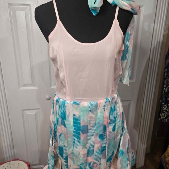 Size 6 The Silk Farm 100% Silk Vintage Dress Fairy Pastel With Matching Belt - Picture 8 of 10